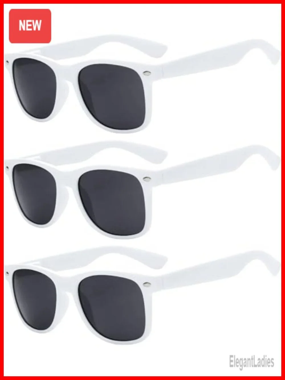 3 Pack Retro Rectangular Sunglasses with UV400 Protection